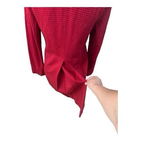 Cabi Celebration Women Jacket Coat Size S Red Houndstooth Ruffle Button Front - Picture 5 of 12